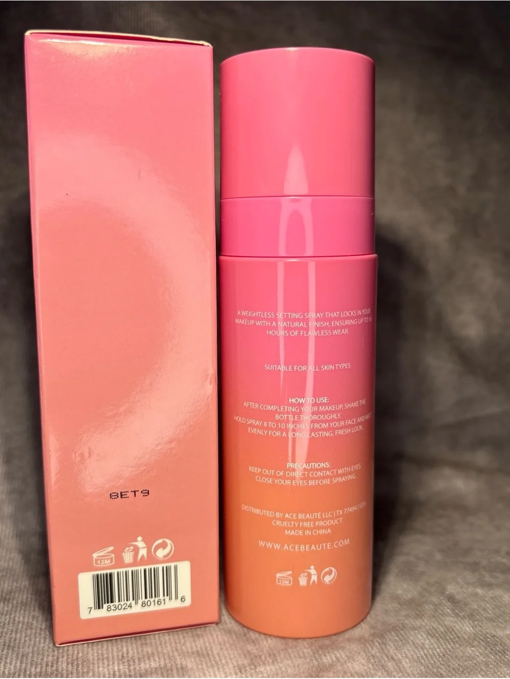 Ace Beauté Set Lock Setting Spray - Pink and Coral Gradient